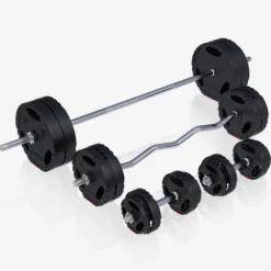 Gorilla Sports Kraftstation Universal inkl, Langhantel Set Kunststoff Gripper 100 kg Weiss Clearance