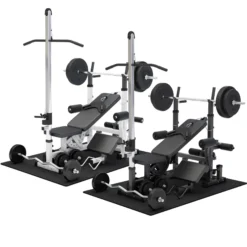 Gorilla Sports Kraftstation Universal inkl, Langhantel Set, Latzugturm und Bodenschutzmatten Weiss Online
