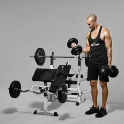 Gorilla Sports Kraftstation Universal inkl, Langhantel Set Kunststoff 40/70/100 kg Weiss Outlet