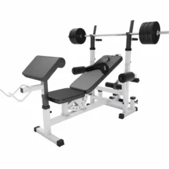 Gorilla Sports Kraftstation Universal inkl, Langhantel Set Kunststoff 40/70/100 kg Weiss Outlet