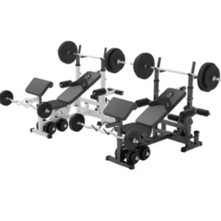 Gorilla Sports Kraftstation Universal inkl, Langhantel Set Kunststoff 40/70/100 kg Schwarz Hot