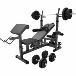 Gorilla Sports Kraftstation Universal inkl, Langhantel Set Kunststoff 40/70/100 kg Schwarz Hot