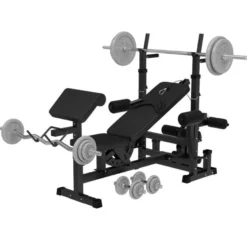 Gorilla Sports Kraftstation Universal inkl, Langhantel Set Gusseisen 108 kg Weiss Online