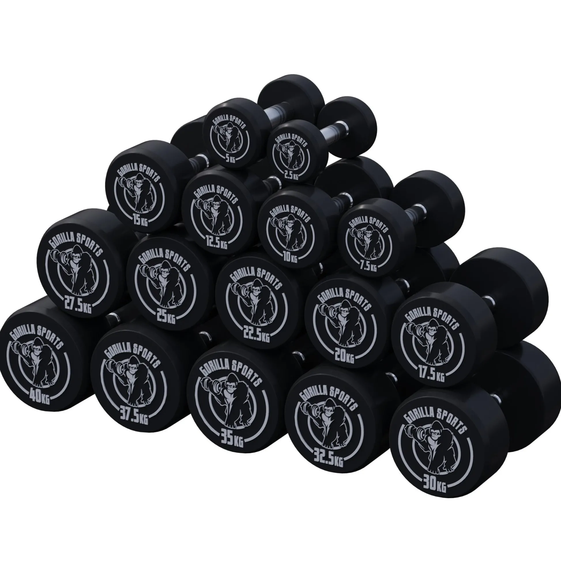 Gorilla Sports Kurzhantel Gummi 2,5 - 40 kg Schwarz / Weiß Sale