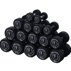 Gorilla Sports Kurzhantel Gummi 2,5 - 40 kg Schwarz / Weiß Sale