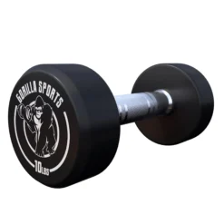Gorilla Sports Kurzhantel Gummi 5 - 60 Pfund (2,5-27.2 kg), Gusseisen, verchromt Schwarz / Weiß New