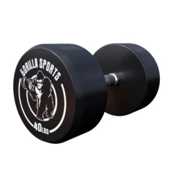 Gorilla Sports Kurzhantel Gummi 5 - 60 Pfund (2,5-27.2 kg), Gusseisen, verchromt Schwarz / Weiß New