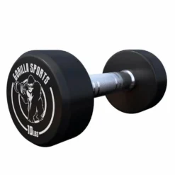Gorilla Sports Kurzhantel Gummi 5 - 60 Pfund (2,5-27.2 kg), Gusseisen, verchromt Schwarz / Weiß Outlet