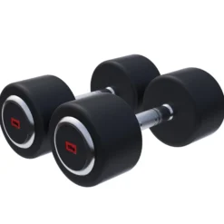Gorilla Sports Kurzhantel Gummi PRO 2,5 - 50 kg Chrom / Schwarz