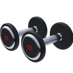 Gorilla Sports Kurzhantel Gummi PRO 2,5 - 50 kg Chrom / Schwarz