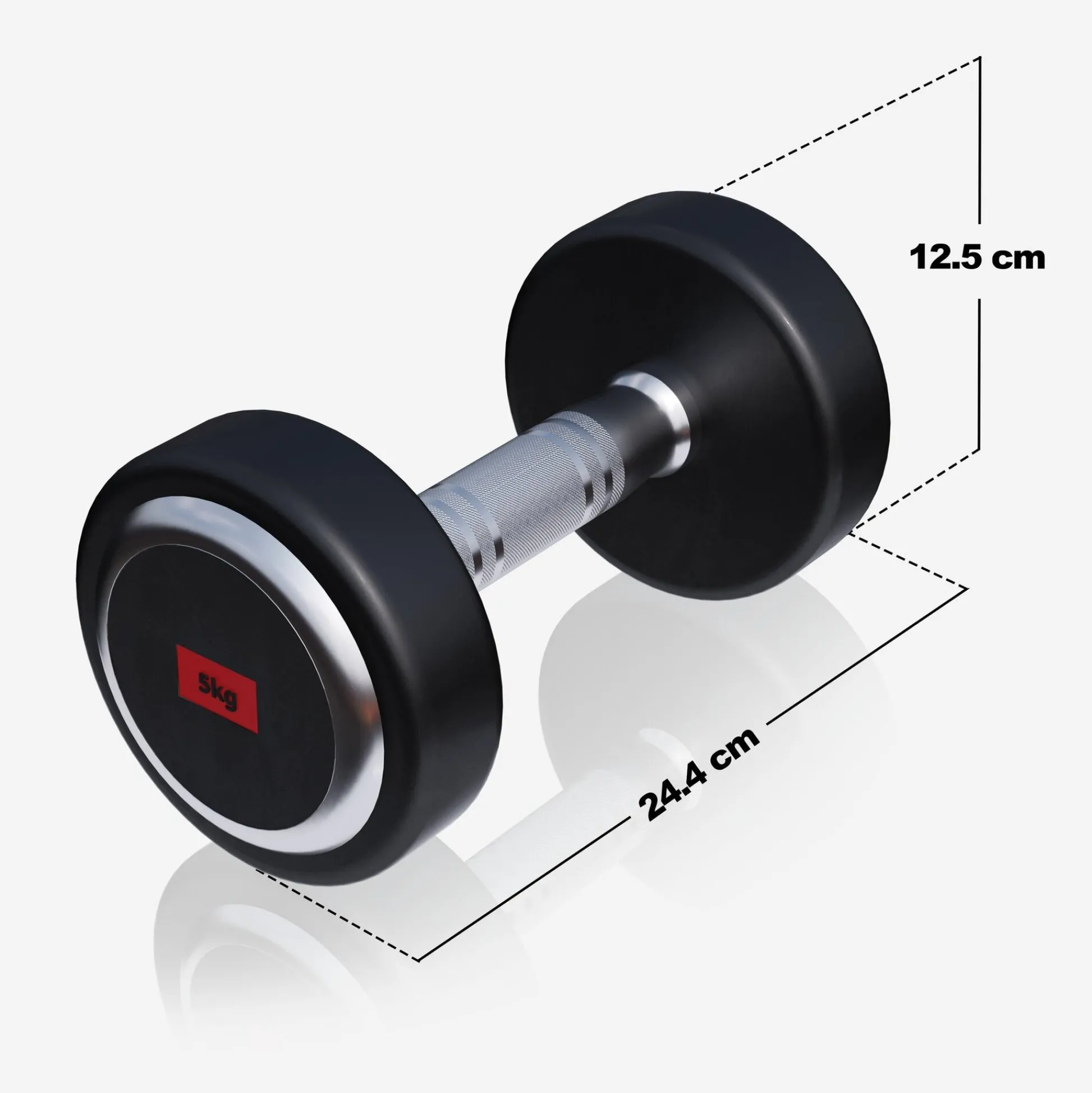 Gorilla Sports Kurzhantel Gummi PRO 2,5 - 50 kg Chrom / Schwarz