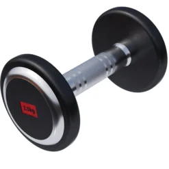 Gorilla Sports Kurzhantel Gummi PRO 2,5 - 50 kg Chrom / Schwarz Hot