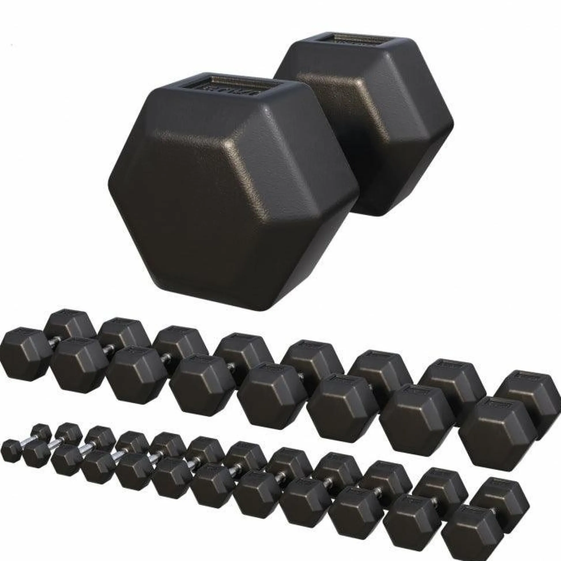 Gorilla Sports Kurzhantel Hexagon Gummi 2 - 50 kg Schwarz Online