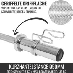 Gorilla Sports Kurzhantel Olympia 50 cm mit Verschlüssen Silber Online