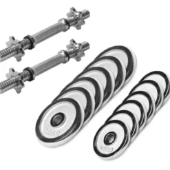 Gorilla Sports Kurzhantel Set Chrom 27,5 kg mit Sternverschlüssen Silber Sale