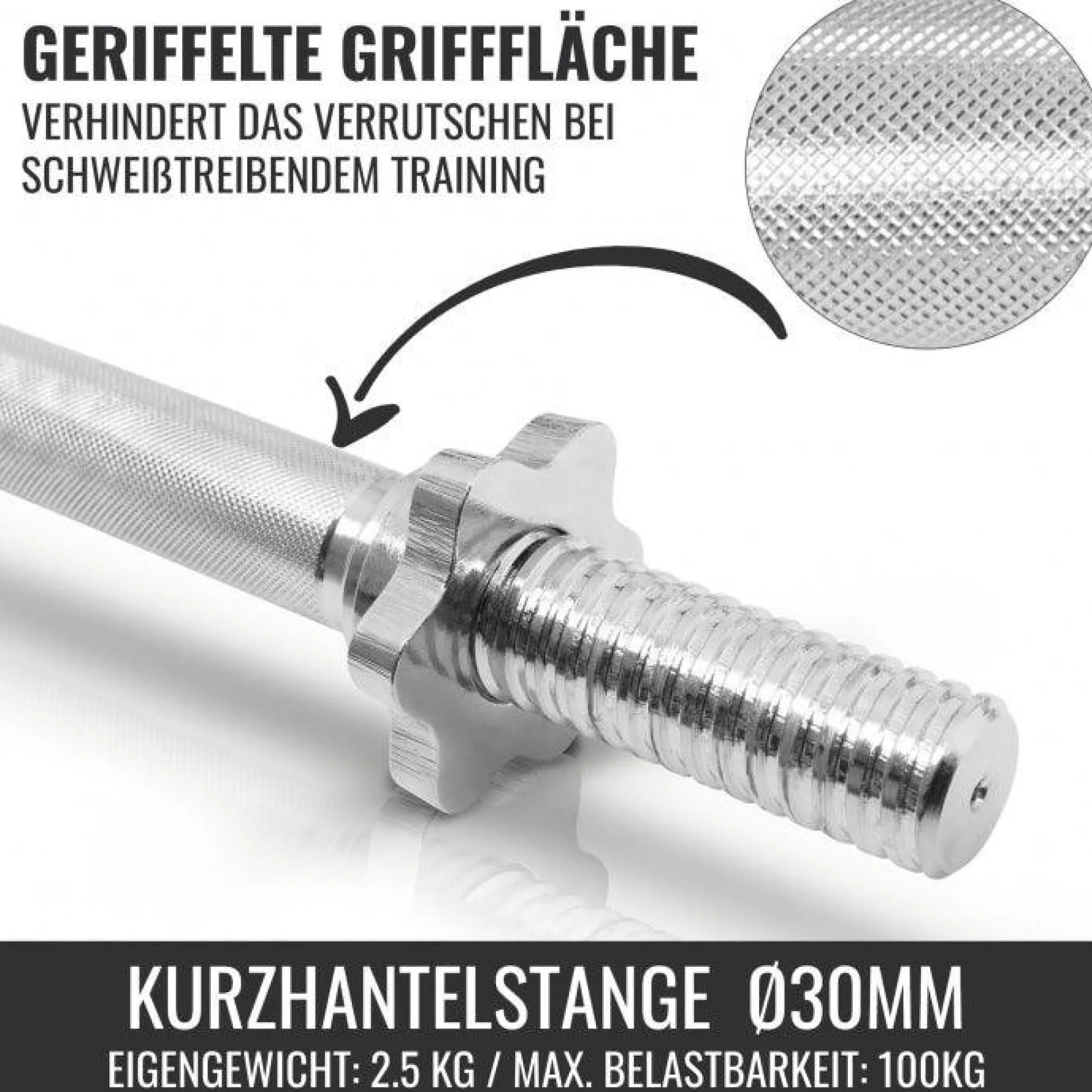 Gorilla Sports Kurzhantel Set Chrom 30 kg mit Sternverschlüssen Silber Clearance