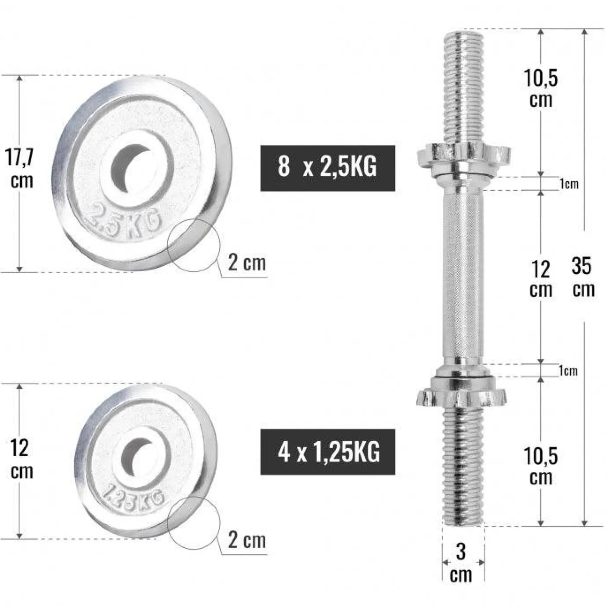 Gorilla Sports Kurzhantel Set Chrom 30 kg mit Sternverschlüssen Silber Clearance