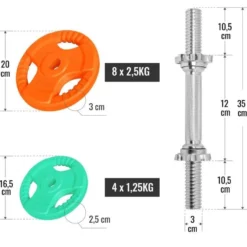 Gorilla Sports Kurzhantel Set Gummi Gripper 30 kg mit Verschlüssen Verschieden Outlet