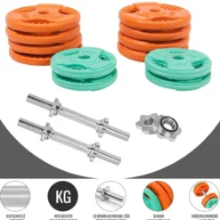 Gorilla Sports Kurzhantel Set Gummi Gripper 30 kg mit Verschlüssen Verschieden