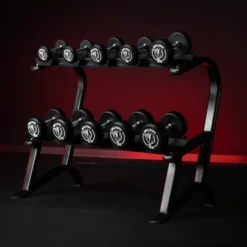 Gorilla Sports Kurzhantel Set Gummi 90 kg inkl, Ablage Schwarz Best