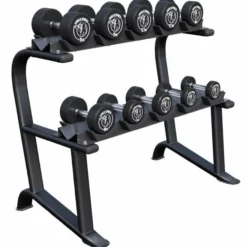 Gorilla Sports Kurzhantel Set Gummi 90 kg inkl, Ablage Schwarz
