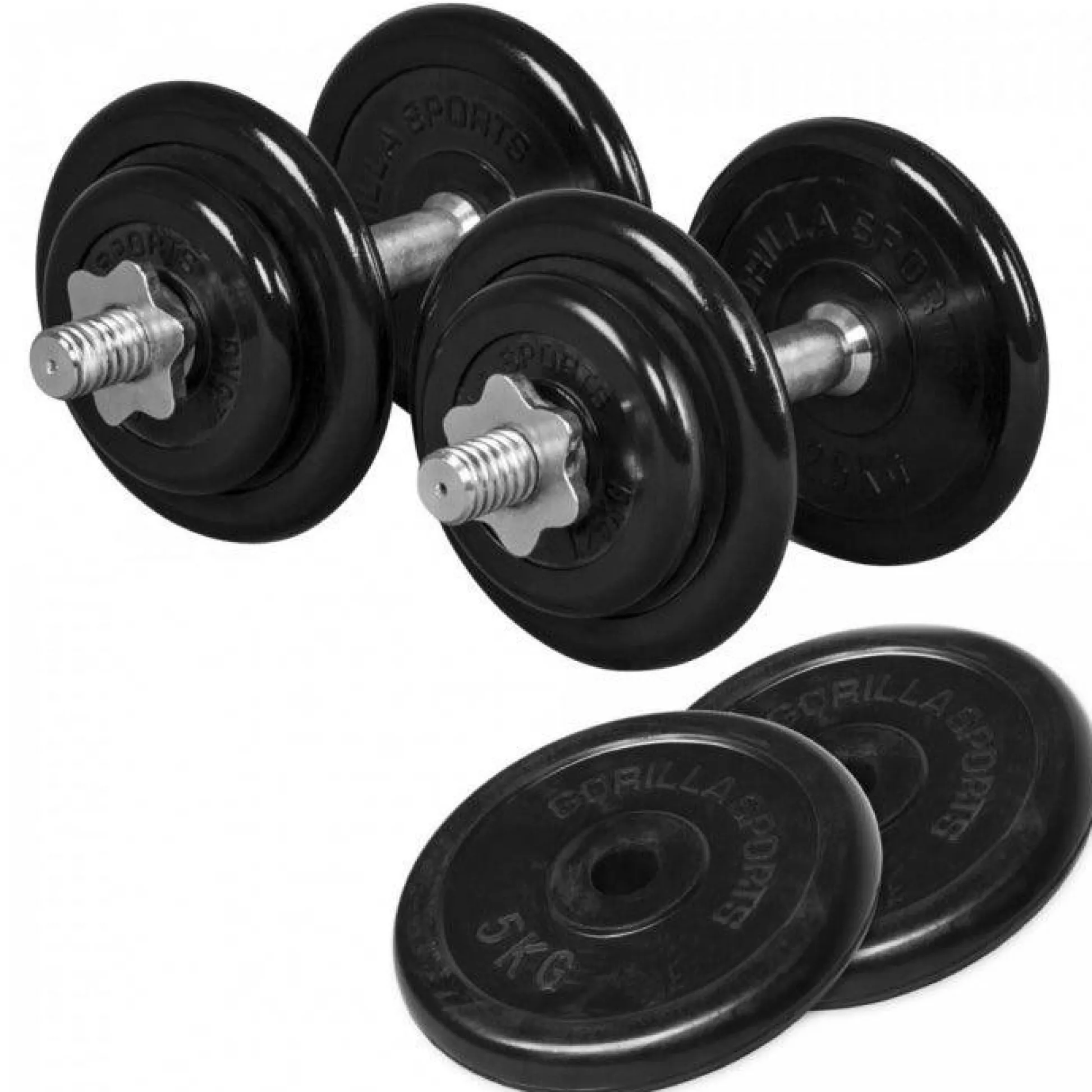 Gorilla Sports Kurzhantel Set Gummi 30 kg mit Sternverschlüssen Silber Outlet