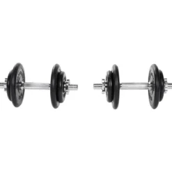 Gorilla Sports Kurzhantel Set Gummi 20 kg mit Sternverschlüssen Schwarz / Silber Online