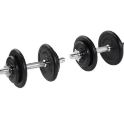 Gorilla Sports Kurzhantel Set Gummi 20 kg mit Sternverschlüssen Schwarz / Silber Online