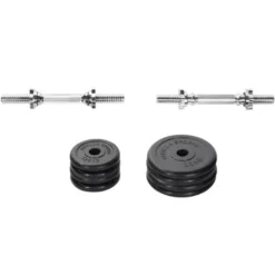 Gorilla Sports Kurzhantel Set Gummi 20 kg mit Sternverschlüssen Schwarz / Silber Online