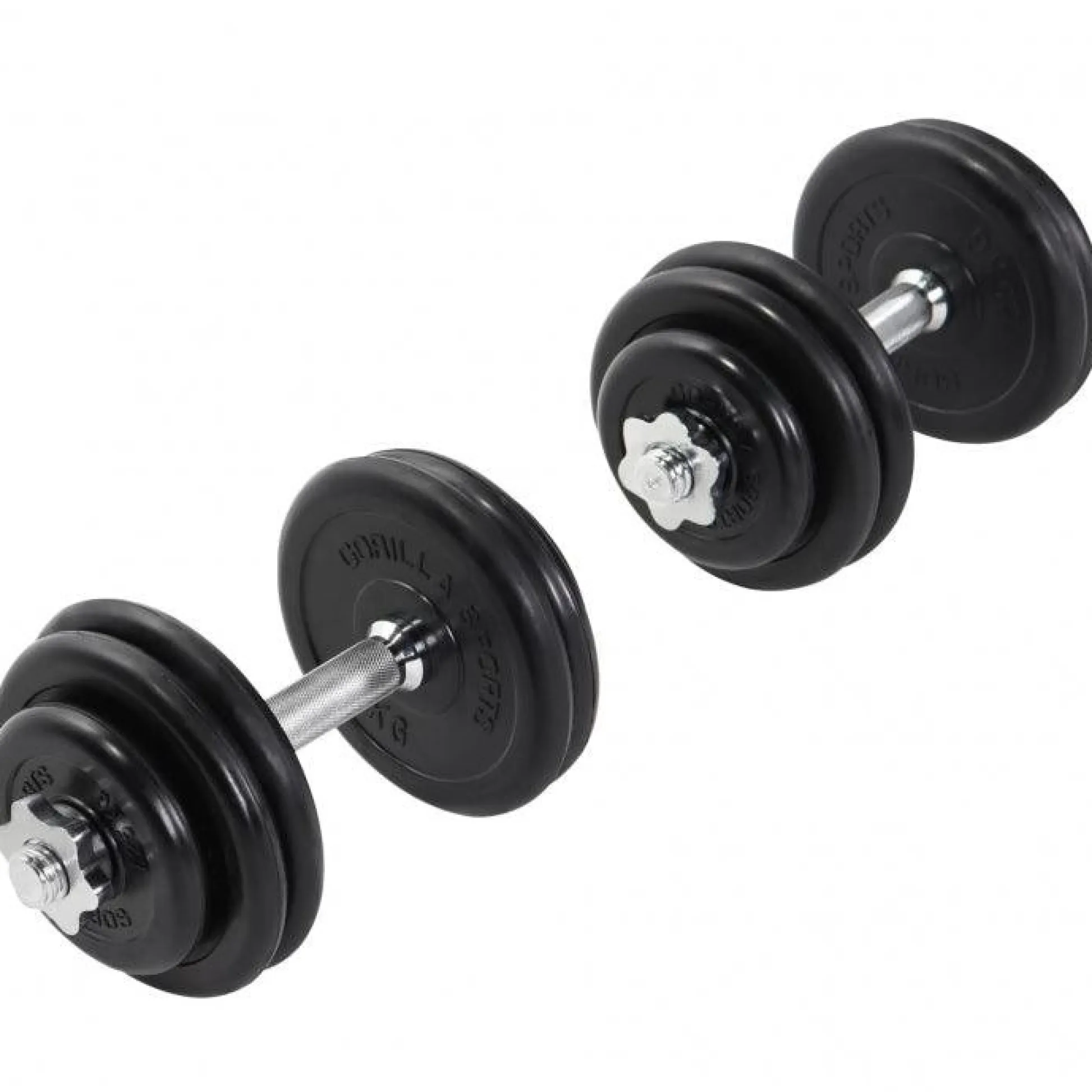 Gorilla Sports Kurzhantel Set Gummi 20 kg mit Sternverschlüssen Schwarz / Silber Outlet