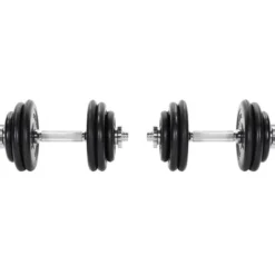 Gorilla Sports Kurzhantel Set Gummi 20 kg mit Sternverschlüssen Schwarz / Silber Outlet