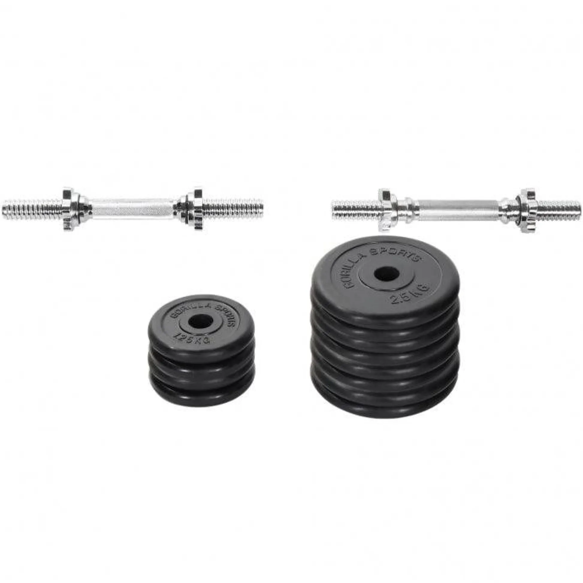 Gorilla Sports Kurzhantel Set Gummi 20 kg mit Sternverschlüssen Schwarz / Silber Outlet