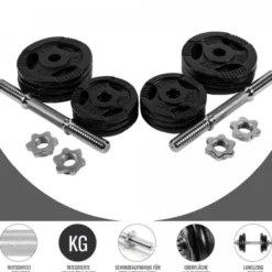 Gorilla Sports Kurzhantel Set Gusseisen Gripper 27,5 kg mit Sternverschlüssen Schwarz / Silber Clearance