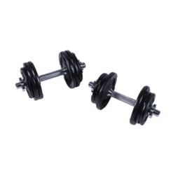 Gorilla Sports Kurzhantel Set Gusseisen Gripper 27,5 kg mit Sternverschlüssen Schwarz / Silber Clearance