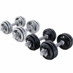 Gorilla Sports Kurzhantel Set Gusseisen Gripper 30 kg mit Sternverschlüssen Schwarz / Silber Hot