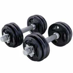 Gorilla Sports Kurzhantel Set Gusseisen Gripper 30 kg mit Sternverschlüssen Schwarz / Silber Hot