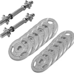 Gorilla Sports Kurzhantel Set Gusseisen Gripper 27,5 kg mit Sternverschlüssen Silber Sale