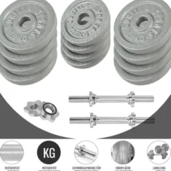 Gorilla Sports Kurzhantel Set Gusseisen 30 kg Schwarz / Silber Best