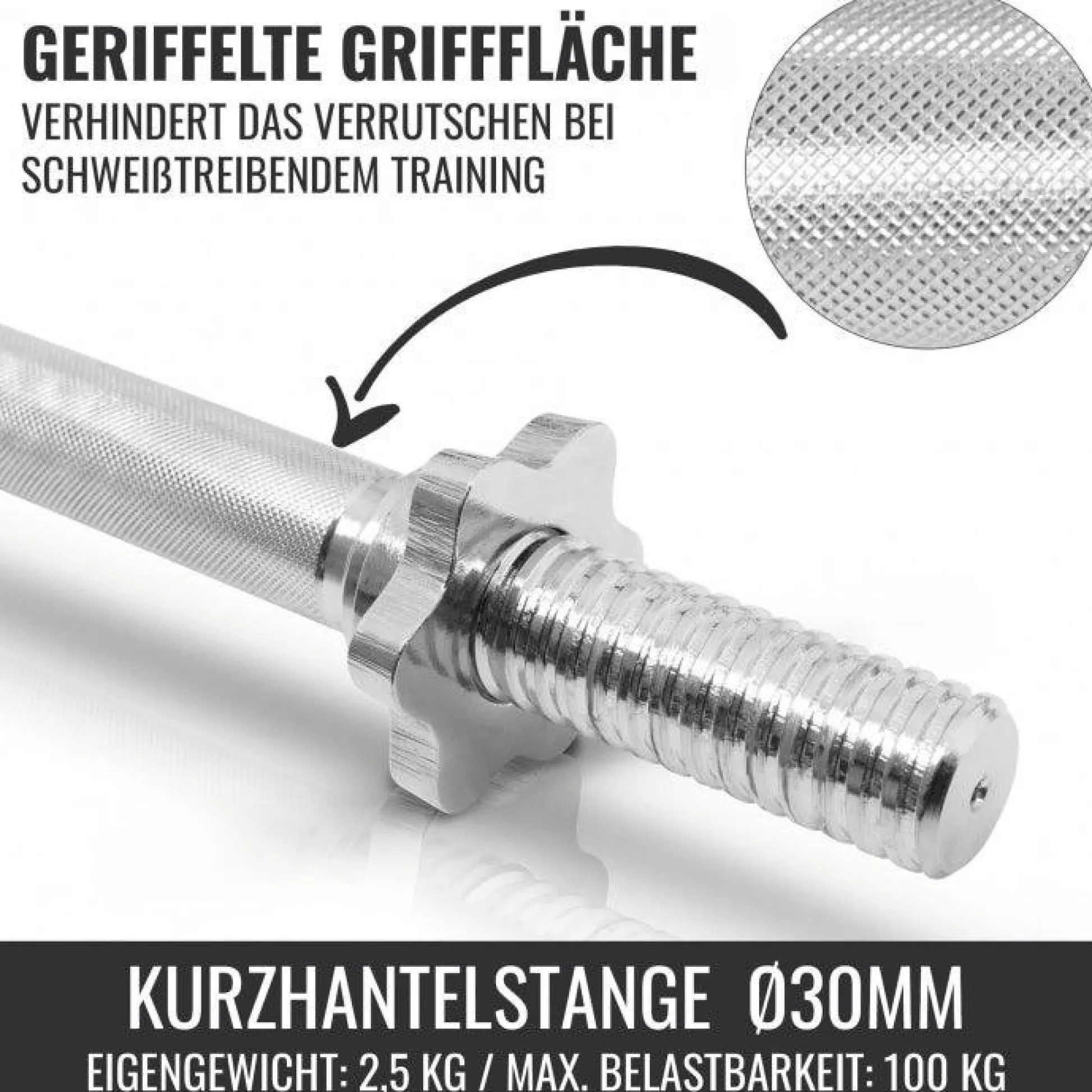 Gorilla Sports Kurzhantel Set Gusseisen 30 kg Schwarz / Silber Best