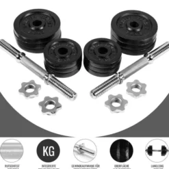 Gorilla Sports Kurzhantel Set Gusseisen 30 kg Silber New