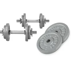 Gorilla Sports Kurzhantel Set Gusseisen 30 kg mit Sternverschlüssen Silber Clearance