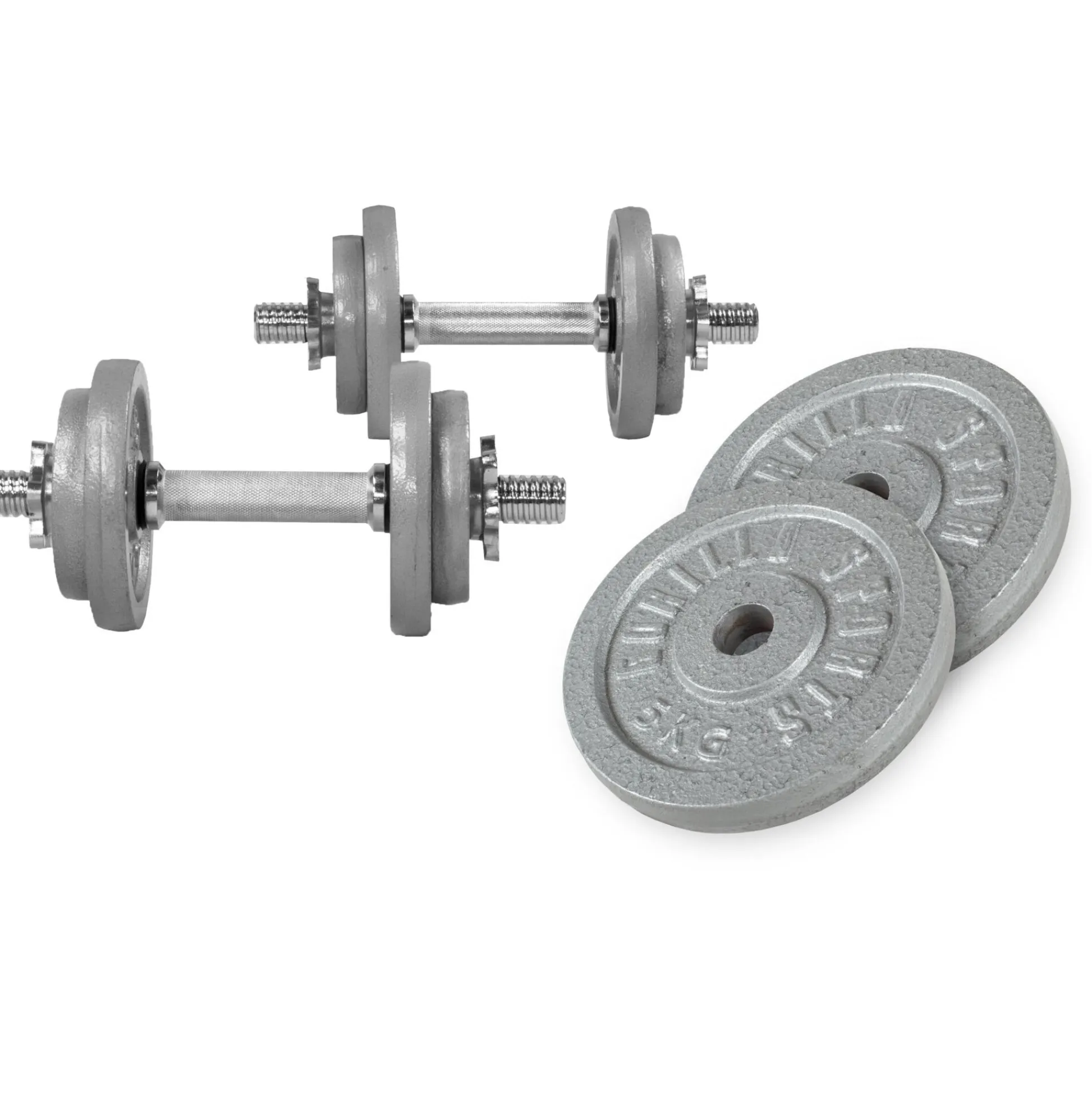 Gorilla Sports Kurzhantel Set Gusseisen 30 kg mit Sternverschlüssen Silber Clearance