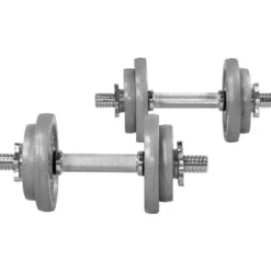 Gorilla Sports Kurzhantel Set Gusseisen 20 kg mit Sternverschlüssen Silber Clearance