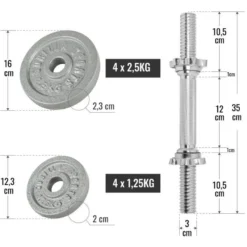 Gorilla Sports Kurzhantel Set Gusseisen 20 kg mit Sternverschlüssen Silber Clearance