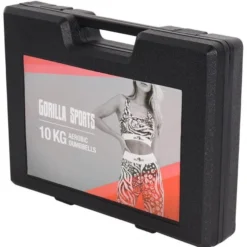 Gorilla Sports Kurzhantel Set Gymnastik Neopren 10 kg mit Koffer Verschieden Clearance