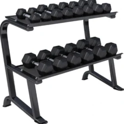 Gorilla Sports Kurzhantel Set Hexagon 237 kg inkl, Ablage Schwarz Hot
