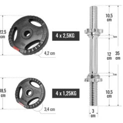 Gorilla Sports Kurzhantel Set Kunststoff Gripper 20 kg mit Sternverschlüssen Schwarz / Silber Discount