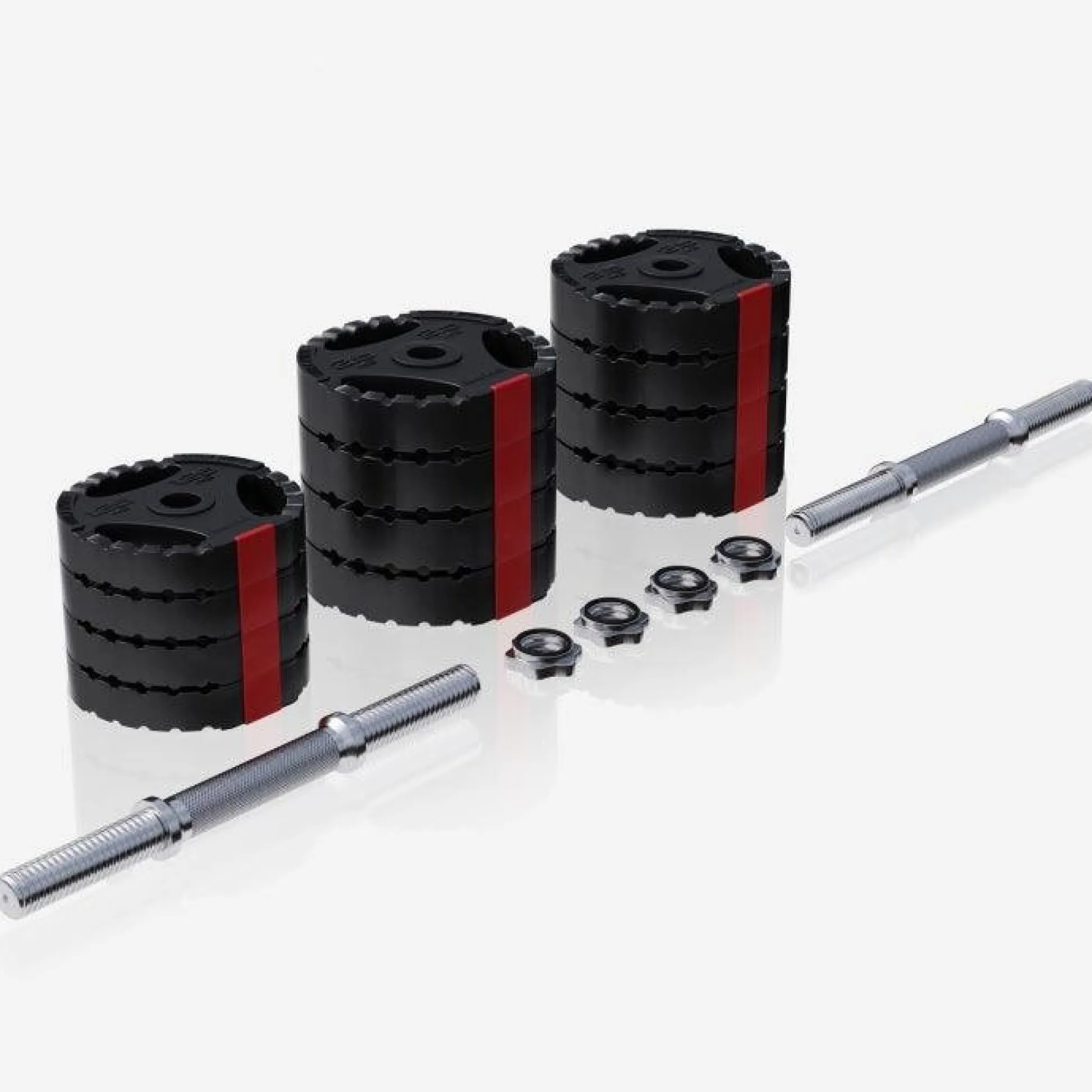 Gorilla Sports Kurzhantel Set Kunststoff Gripper 30 kg mit Sternverschlüssen Schwarz / Silber Hot