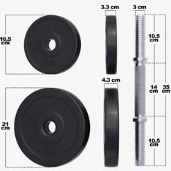 Gorilla Sports Kurzhantel Set Kunststoff 20/30 kg mit Sternverschlüssen Schwarz Best