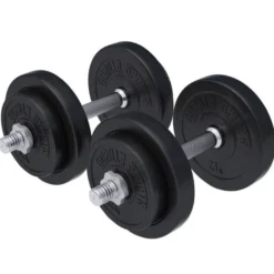 Gorilla Sports Kurzhantel Set Kunststoff 20/30 kg mit Sternverschlüssen Schwarz New